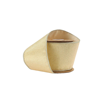 Wired Iridescent Ribbon with Gold Taffeta Backing, 10yd