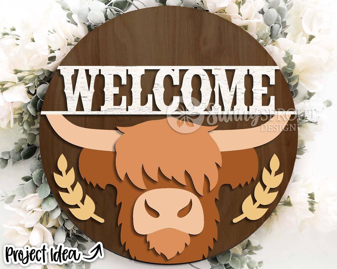Welcome Highland Cow Door Hanger DiY