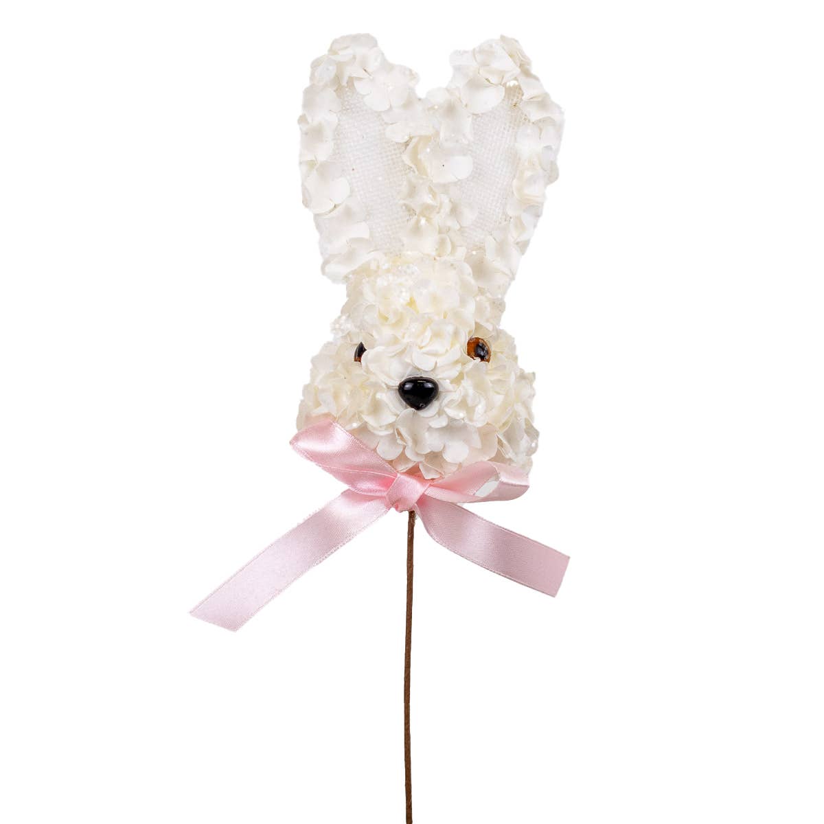 Hydrangea Bunny Pick   White   3.5x13.5