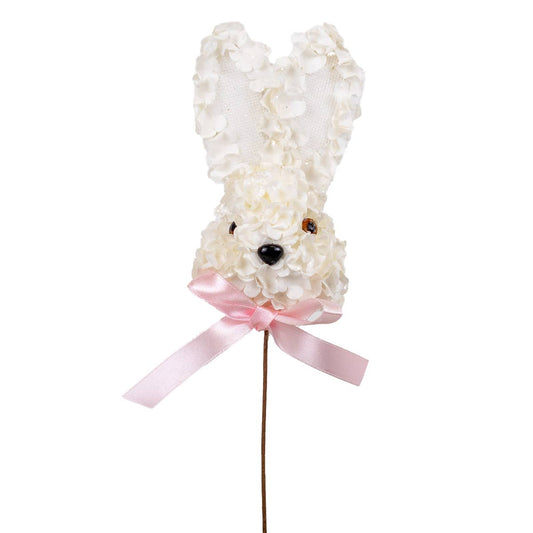Hydrangea Bunny Pick   White   3.5x13.5