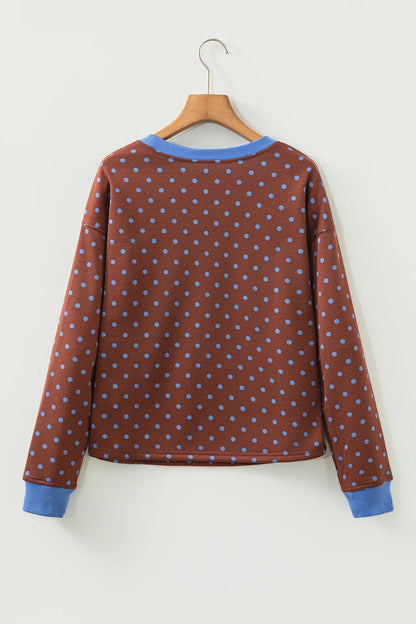 Brown Polka Dot Long Sleeve Shirt