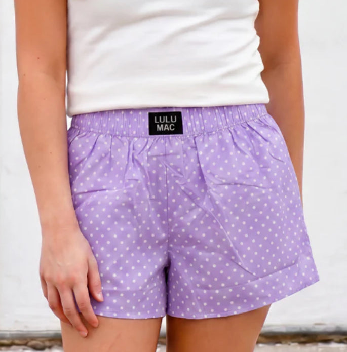 Lavender Lulu Mac Polka Dot Shorts-Adult