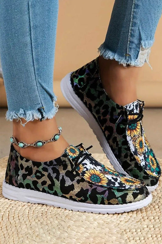 Casual Leopard Print Sunflower Sneakers