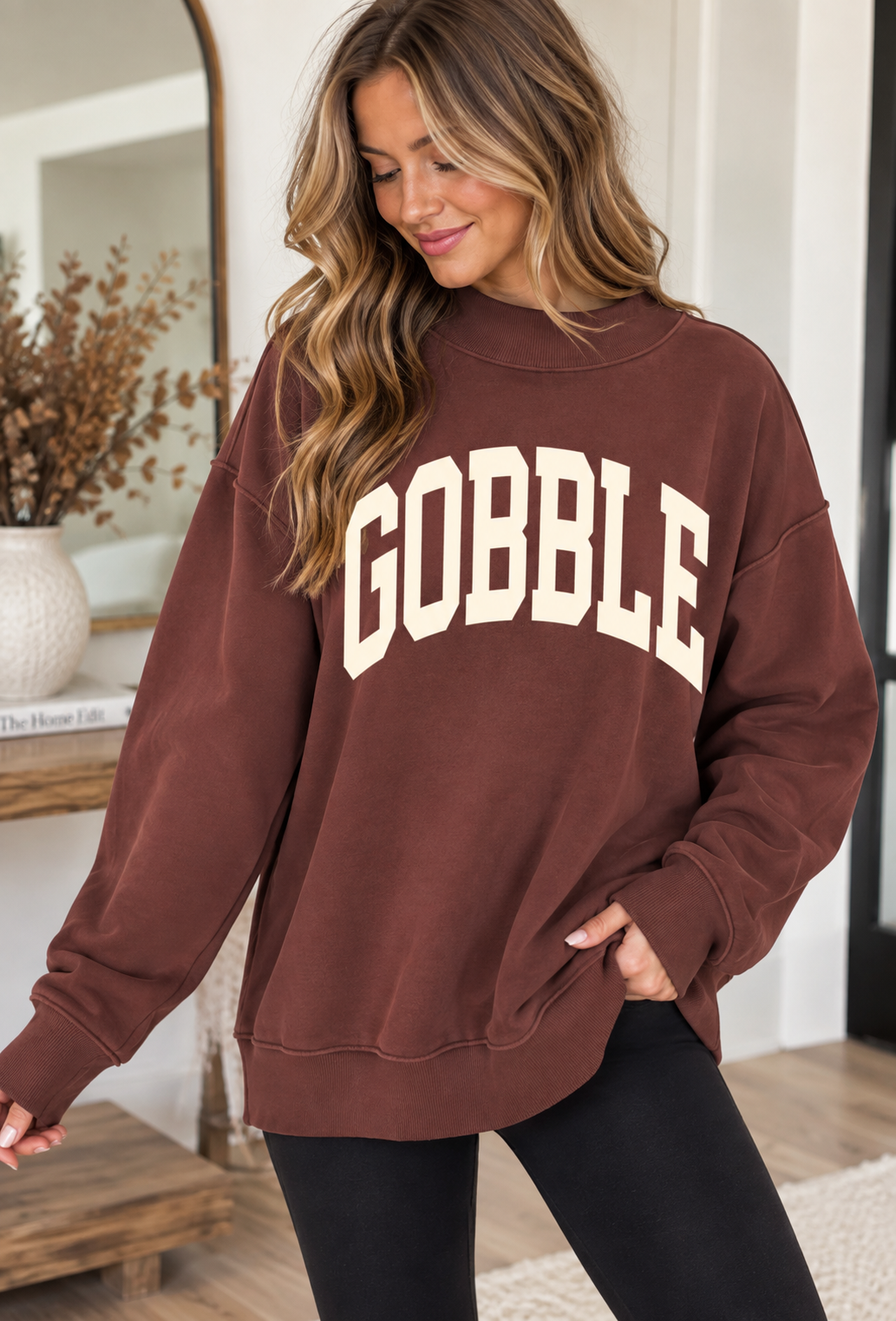 Thankful/Gobble Reverse Mock Neck Sweatshirt RTS