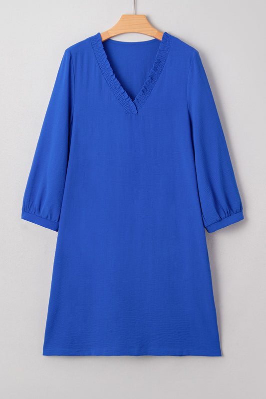 Blue Frilled Shift Dress LT