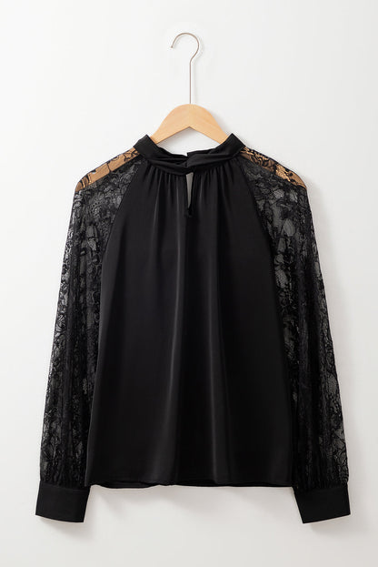 Black Floral Lace Blouse RTS