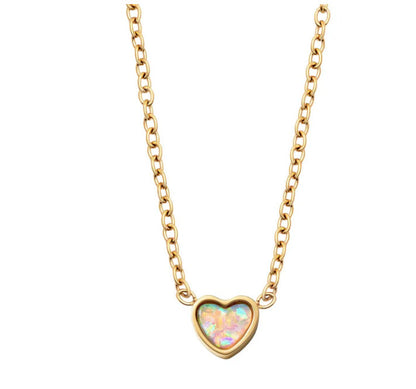 *Preorder: Layered Drop Stone Heart Necklace*