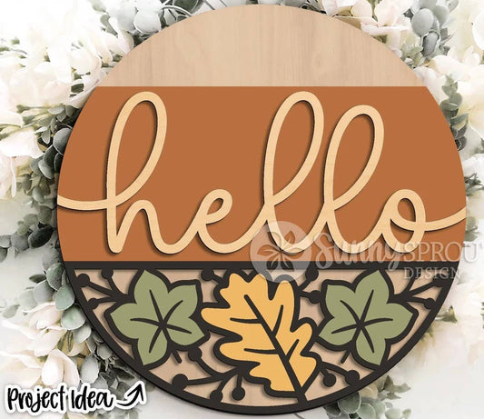 Hello Leaf Pattern Door Hanger DIY
