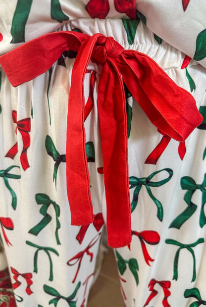 Christmas Ruffle Bow Edition PJs Ready to Ship Now