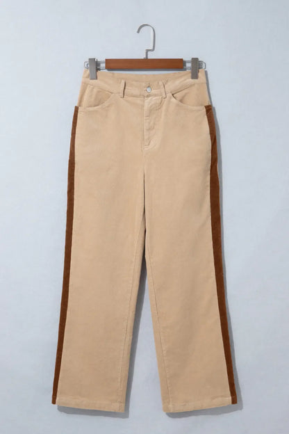 Corduroy Side Stripe Straight Leg Pants