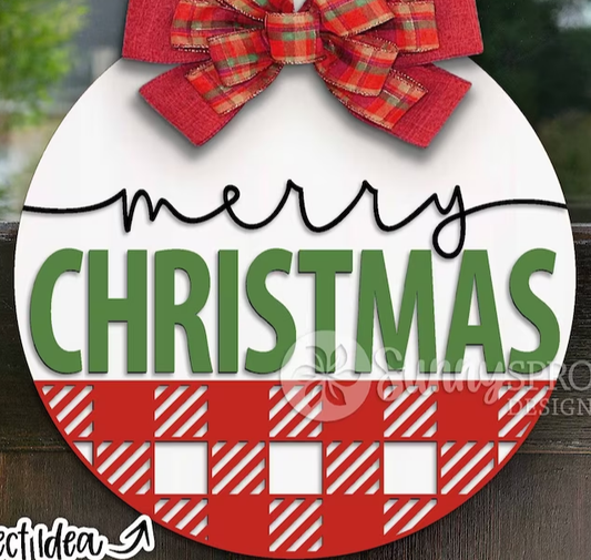 Merry Christmas Plaid Door Hanger DiY