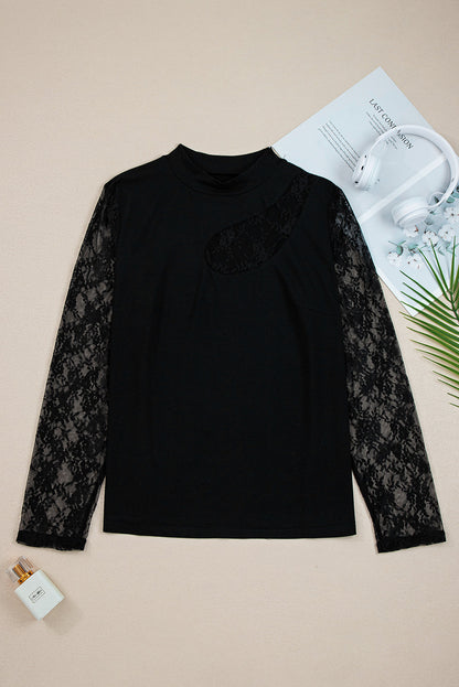 Black Plus Size Lace Top LT