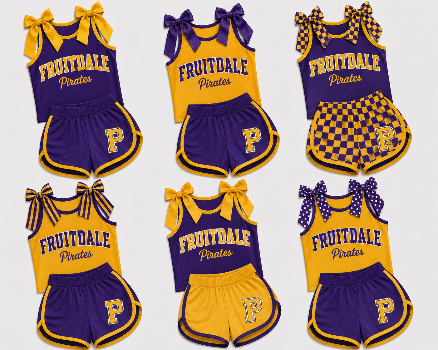 Posh Prep BowTie Cheer Outfit-FRUITDALE Option 1