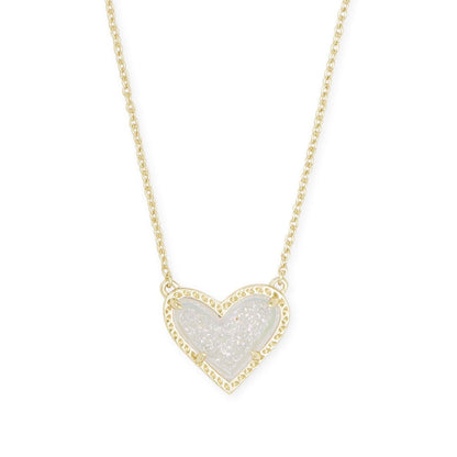 Color Heart Pendant Necklace (WHITE)