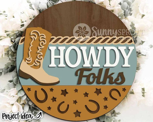 Howdy Folks Cowboy Boot Door Hanger | Paint Kit
