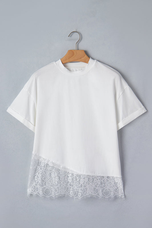 White-Lace Asymmetric Blouse