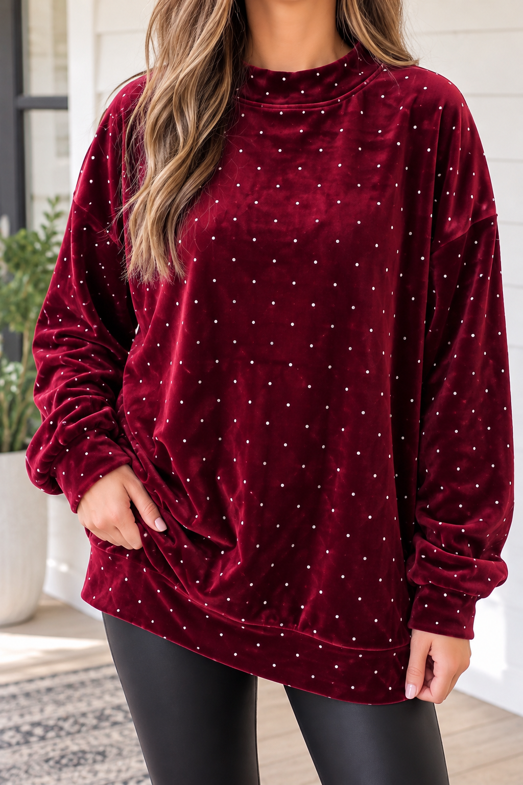 Velvet Polka Dot Sweatshirt