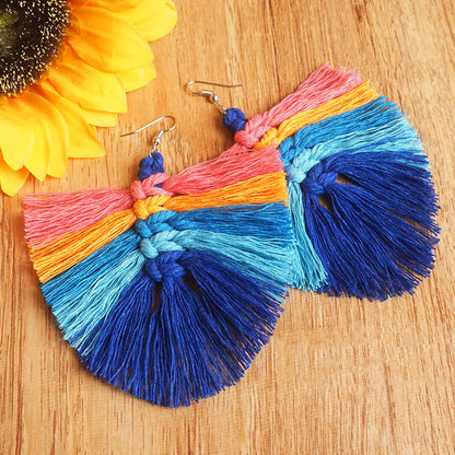 Preorder Rainbow Macrame Fringe Earrings*