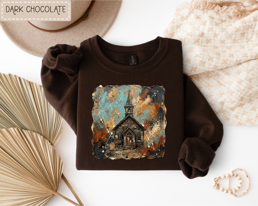 Brushstroke Country Church Sweatshirt RTS
