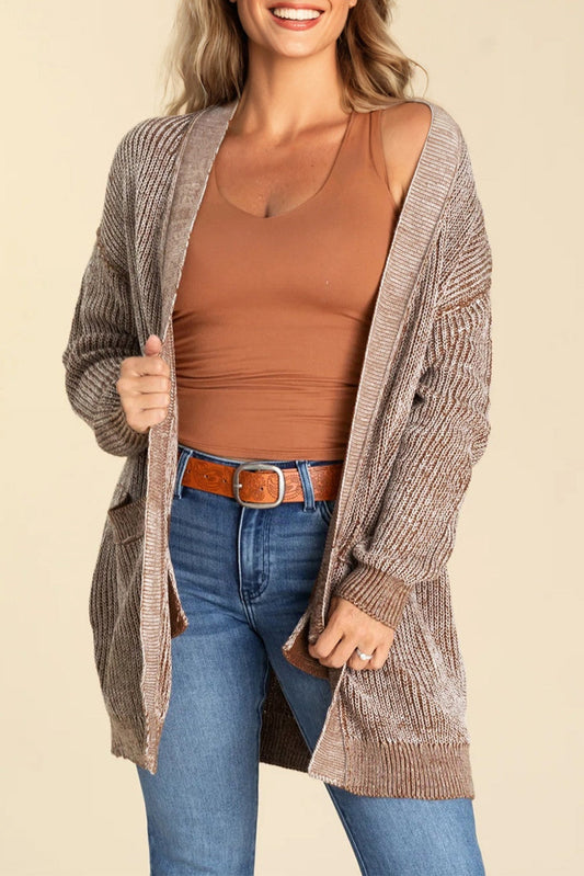 Beige Knit Pocket Cardigan FB