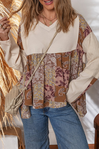 Beige Ethnic Print Top November.