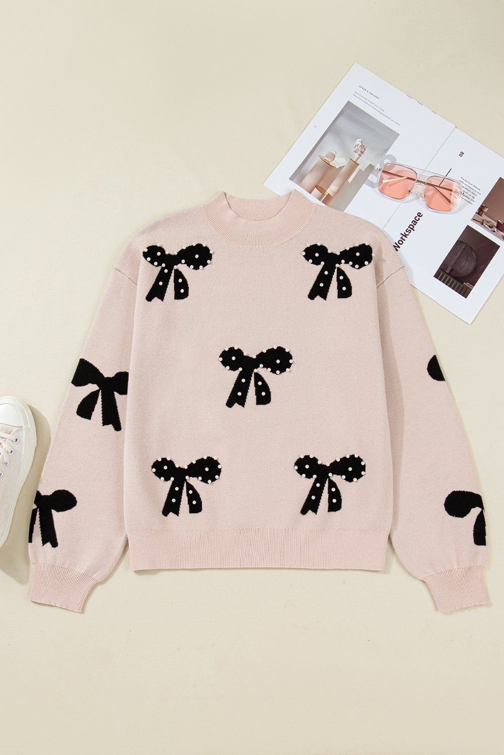 Beige Pearl Bow Sweater September.