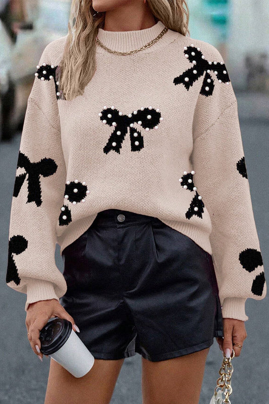 Beige Pearl Bow Sweater September.