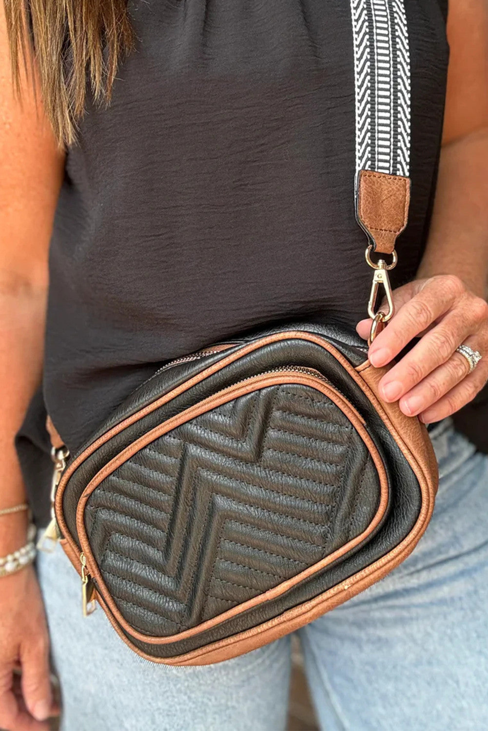 Black Leather Shoulder Bag LT