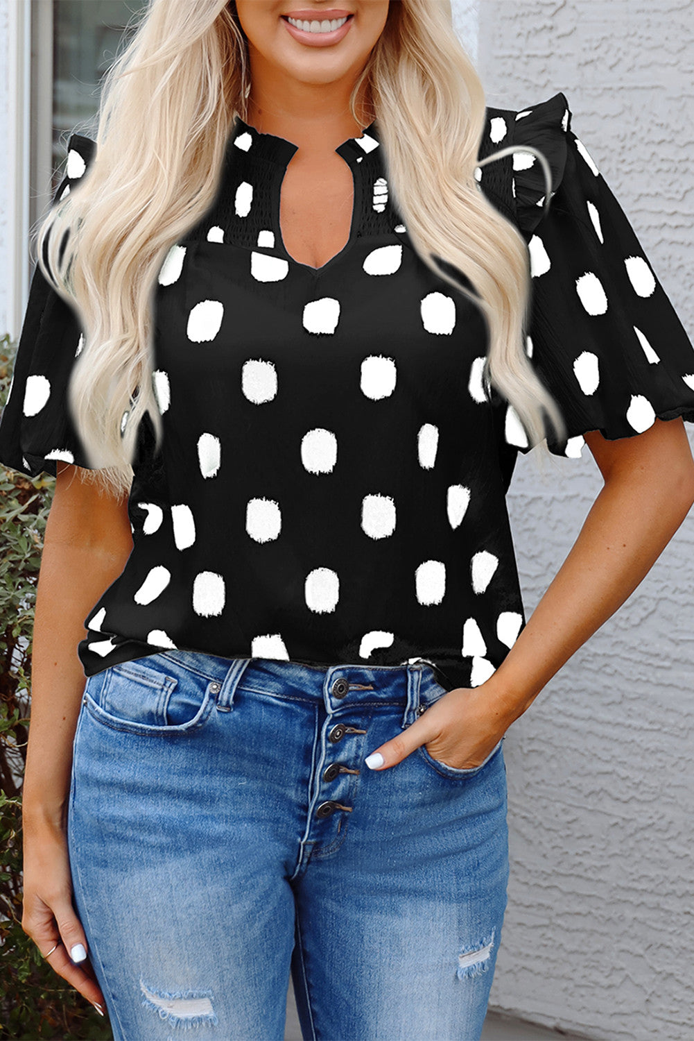 Black Polka Dot Blouse FB