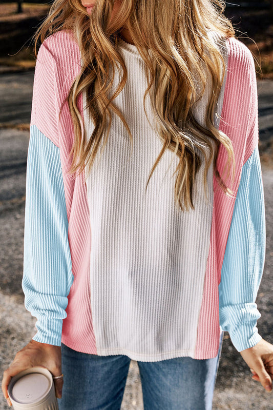 Blue Colorblock Corded top October.