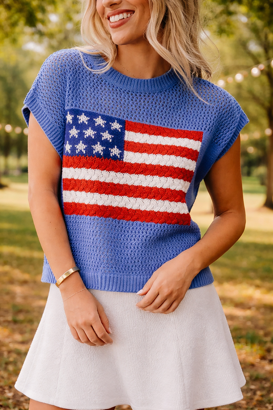 Blue Flag Sweater Top RTS