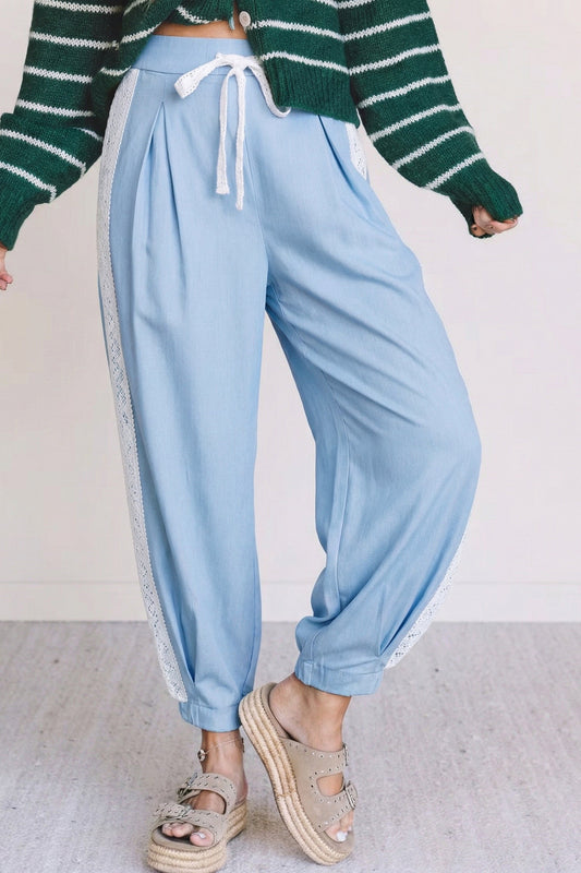 Blue Lace Floral Pants FB