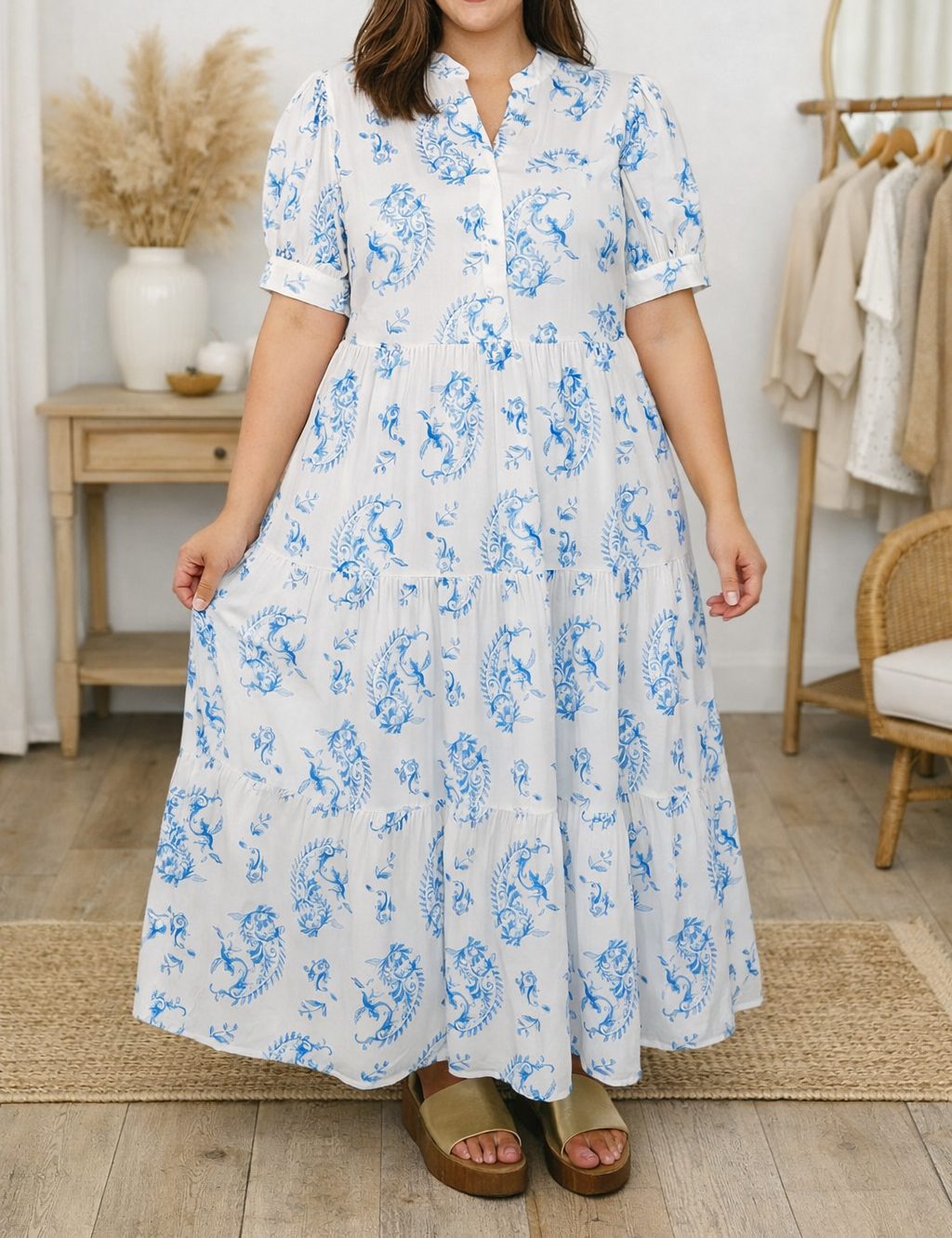 Blue Plus Floral Maxi Dress FB