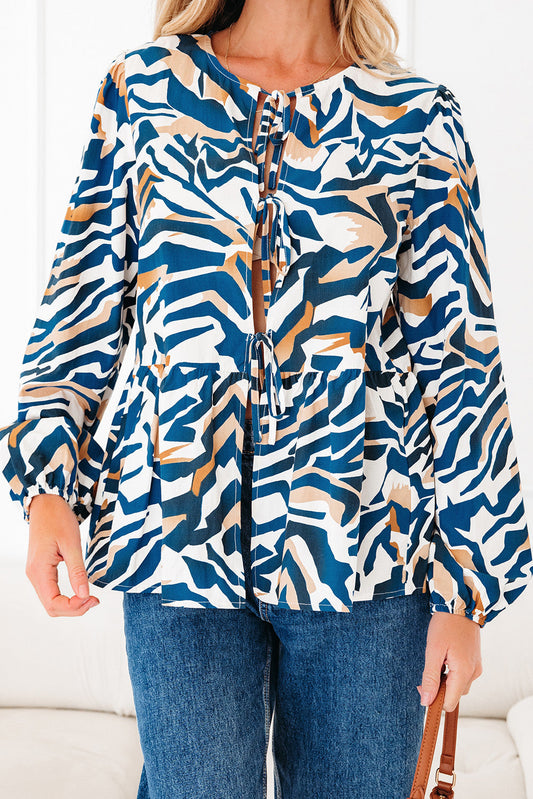 Blue Zebra Print Top FB