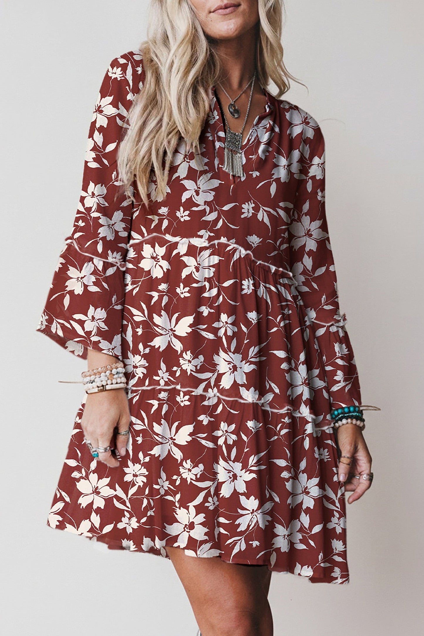 Boho Floral Mini Dress FB