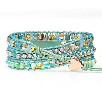 *Preorder: Teal Natural Stone Wrap Bracelet*