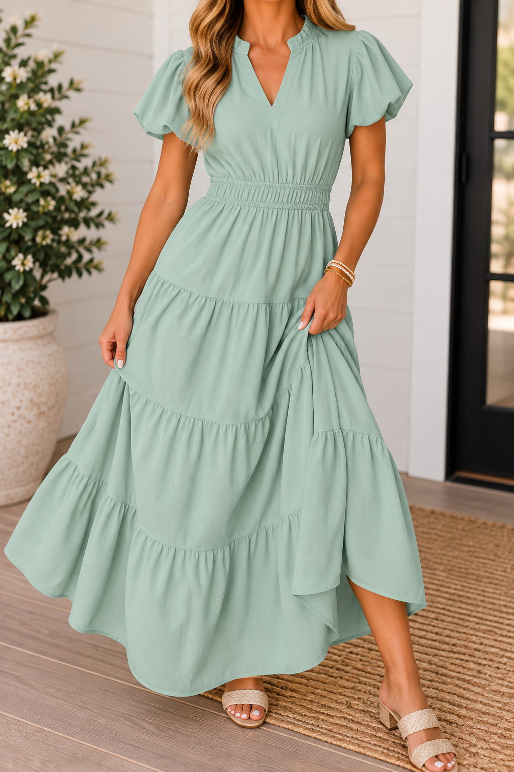 Waist Tiered Dress