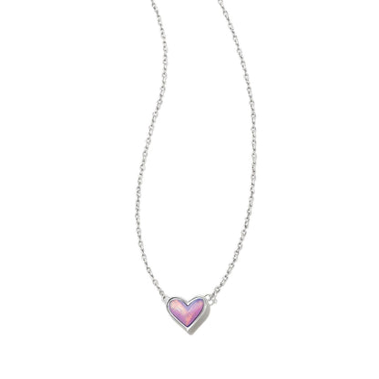 Color Heart Pendant Necklace (WHITE)