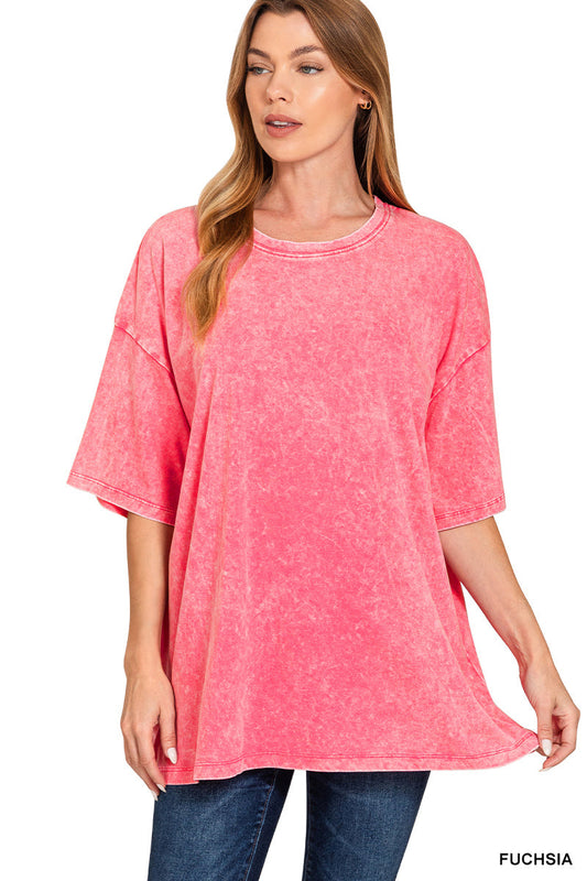 Acid-Wash Boyfriend Box Top Zenana RTS