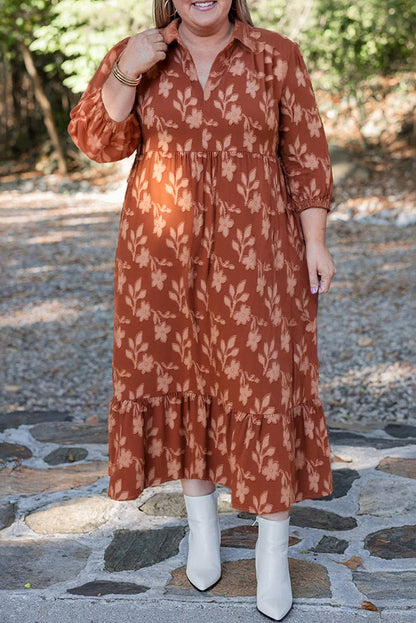Cinnamon Plus Size Floral Dress RTS
