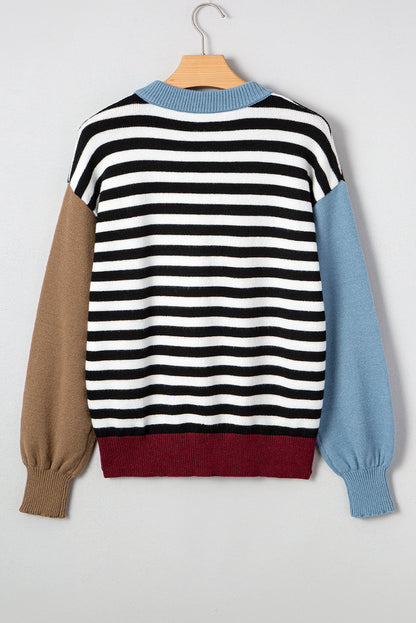 Colorblock Stripe Panel Sweater