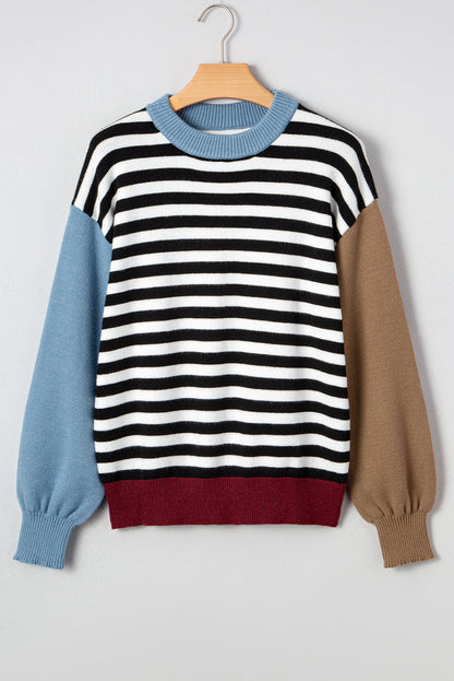 Colorblock Stripe Panel Sweater