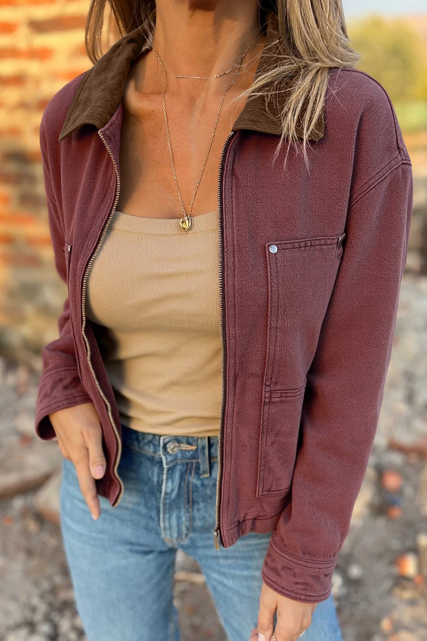 Corduroy Collar Denim Jacket FB