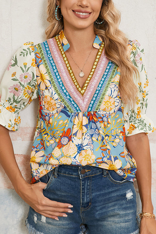 Crochet Boho Floral Blouse FB
