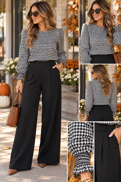 Pleated Pull On High Elastic Pants