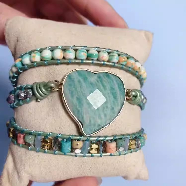 *Preorder: Teal Natural Stone Wrap Bracelet*