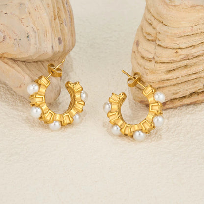 Pearl Hoop Earrings New RTS