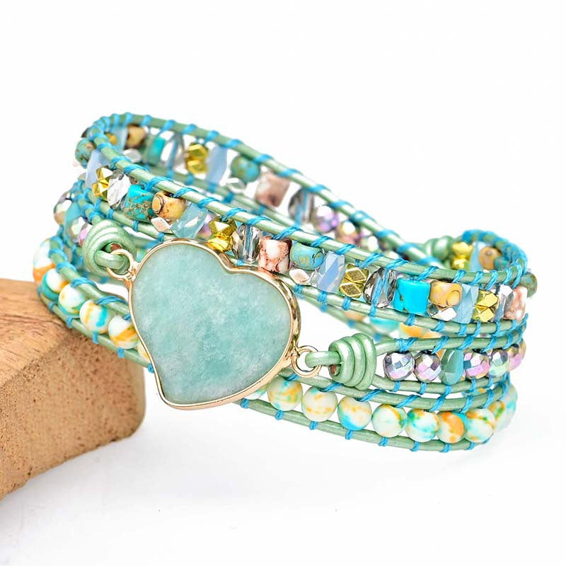 *Preorder: Teal Natural Stone Wrap Bracelet*