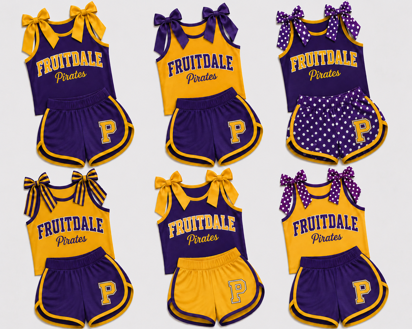 Posh Prep BowTie Cheer Outfit-FRUITDALE Option 2