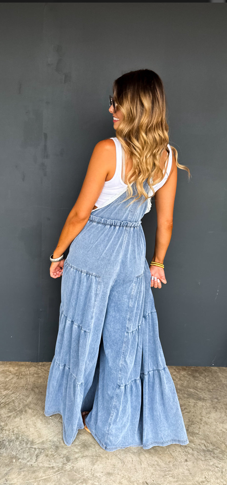 Denim and Lace Overalls